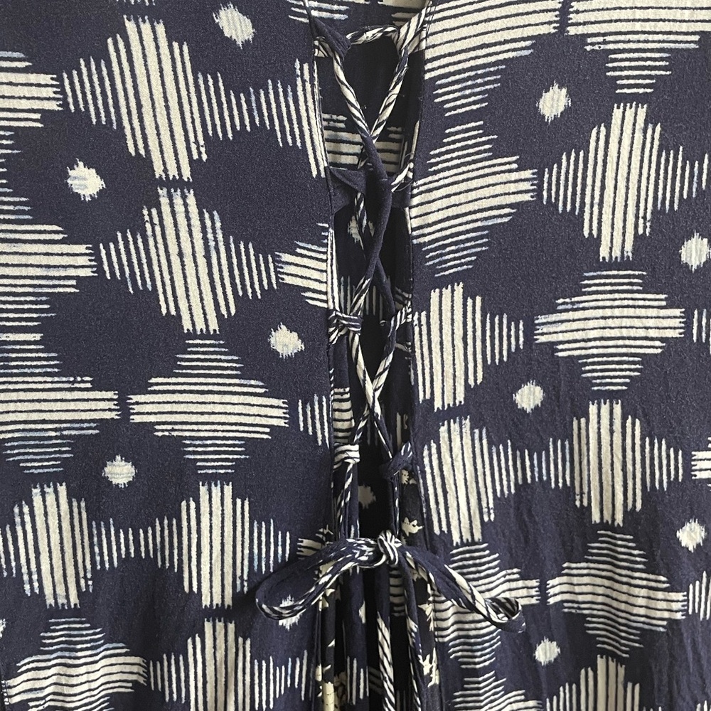 Anthropologie Maeve Indiga Swing Dress Mixed Print Floral Geometric Corset Back - Picture 10 of 12